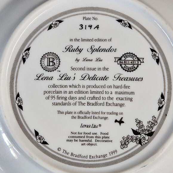 Bradford Exchange 1999 Lena Liu's Delicate Treasures Hummingbird Plates (2) - Picture 6 of 7